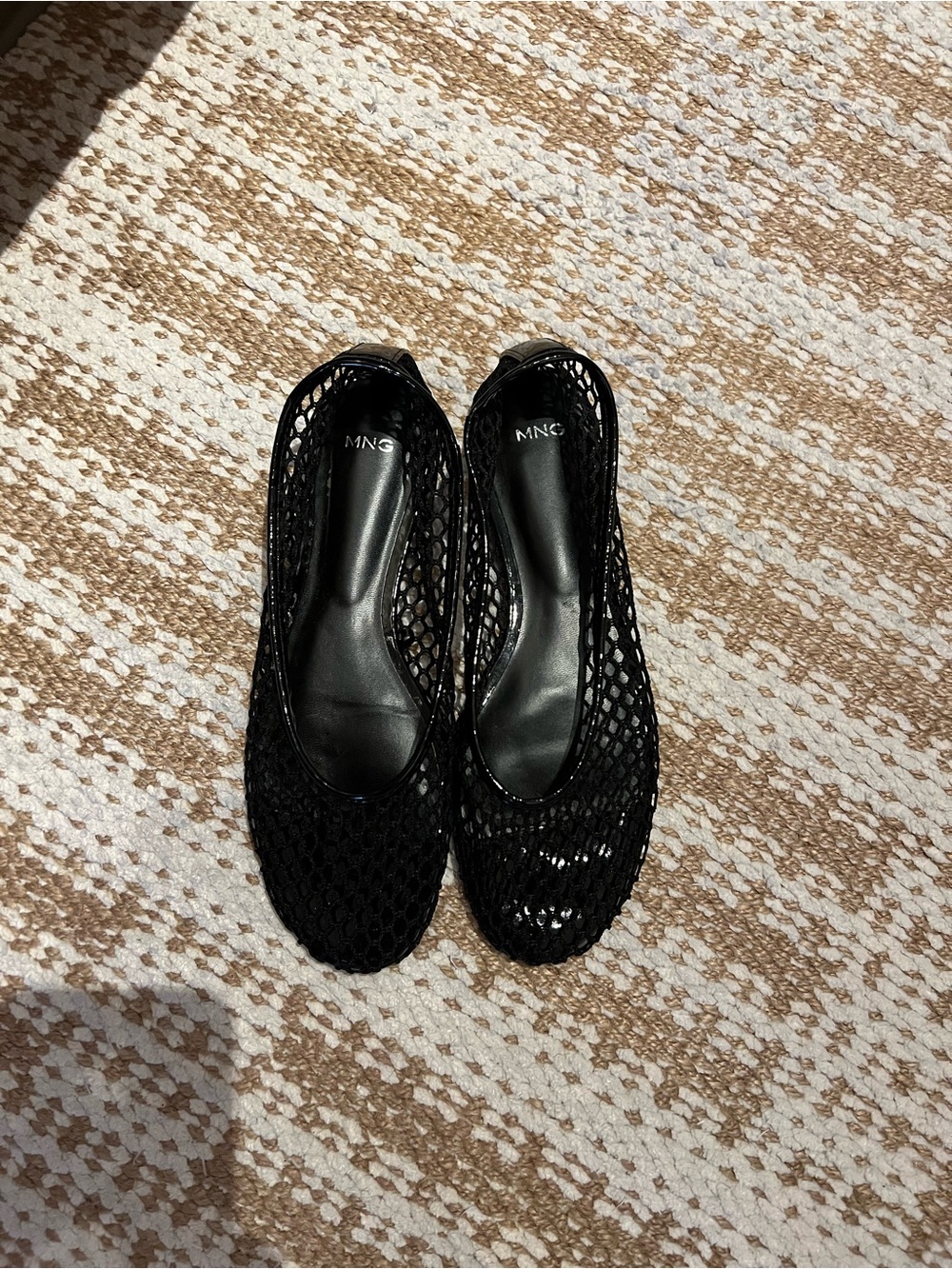 Mango Black Mesh Slip-On Ballet Flats